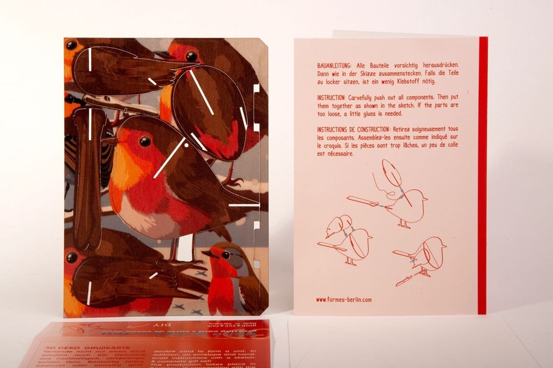 Felicitare 3D Decorativă din Lemn - Măcăleandrul (Robin) - Imaginea 2