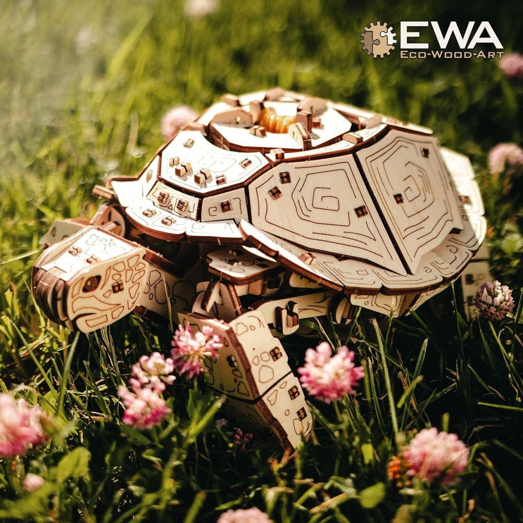 EWA Eco-Wood-Art Țestoasă Mecanică – Puzzle 3D din Lemn cu Mișcare Bionică, 269 Piese - Imaginea 2