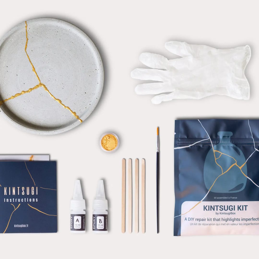 Kit DIY Kintsugi  Auriu– Arta Tradițională Japoneză de Reparare a Ceramicii - Imaginea 1