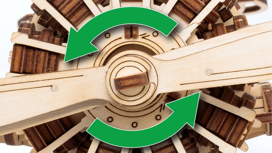 EWA Eco-Wood-Art Avion Biplan – Puzzle 3D Mecanic din Lemn din 346 piese - Imaginea 5