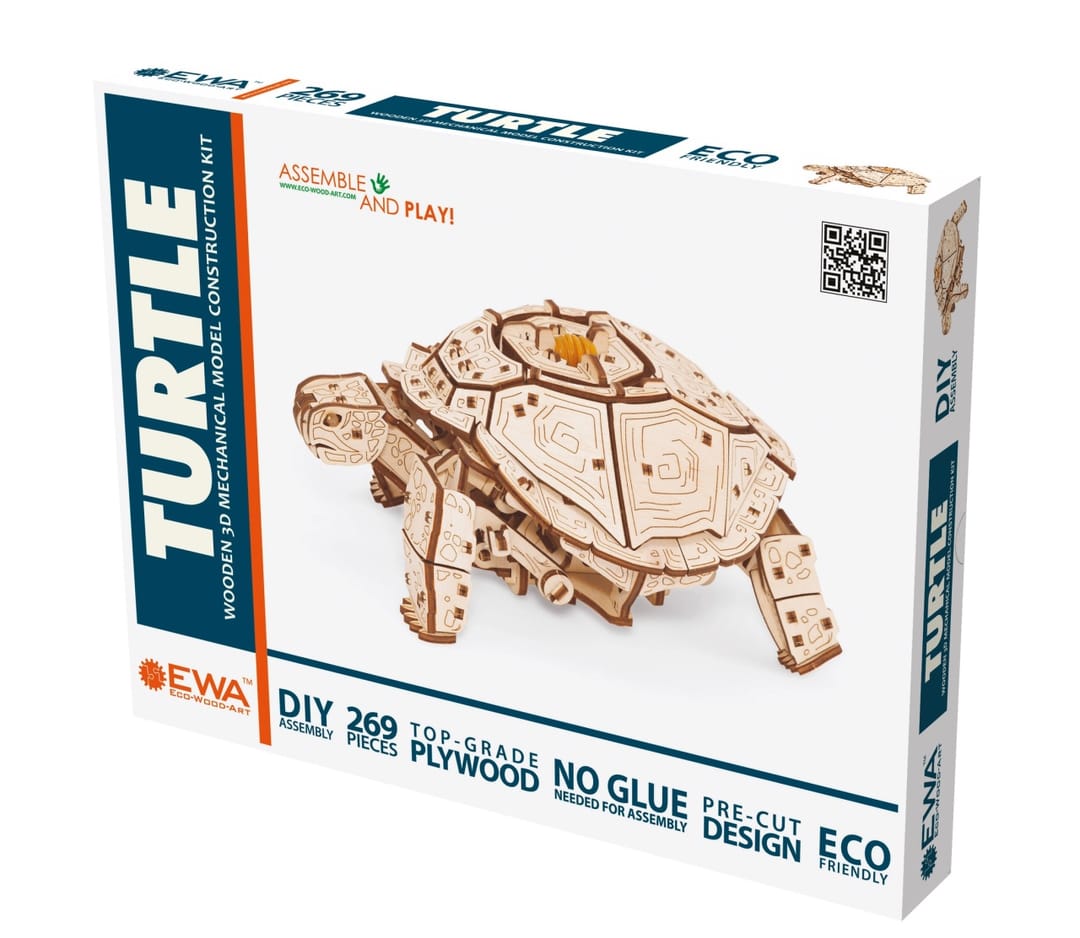 EWA Eco-Wood-Art Țestoasă Mecanică – Puzzle 3D din Lemn cu Mișcare Bionică, 269 Piese - Imaginea 3