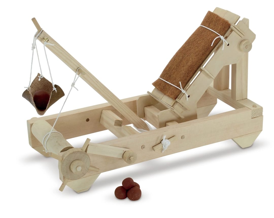 Kit de Construcție din Lemn – Onagerul Roman (Catapultă de Asediu prin Torsiune) 50 piese - Imaginea 2