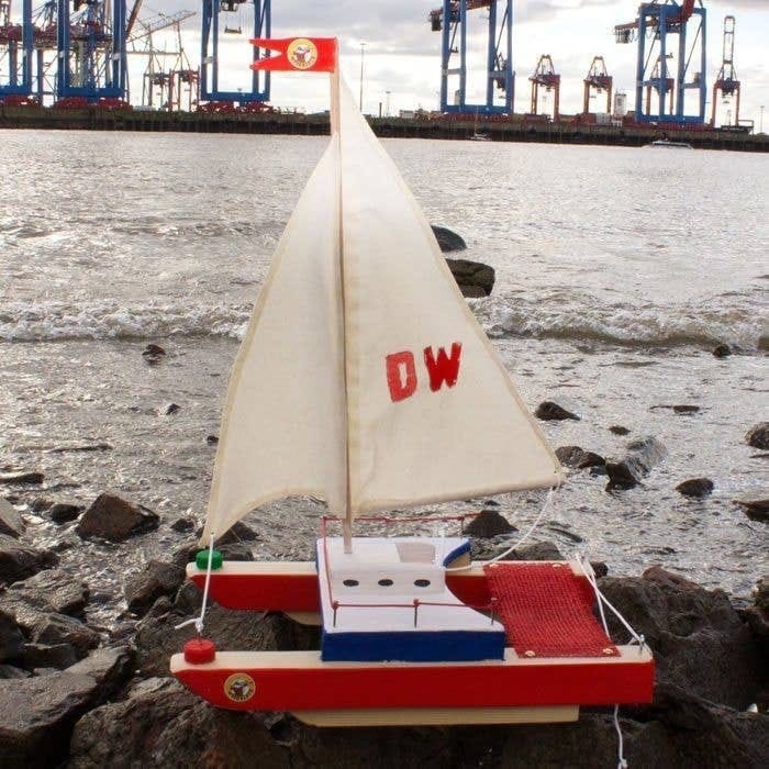 Kraul Kit de Construcție din Lemn - Catamaran cu Pânze Funcțional - Imaginea 1