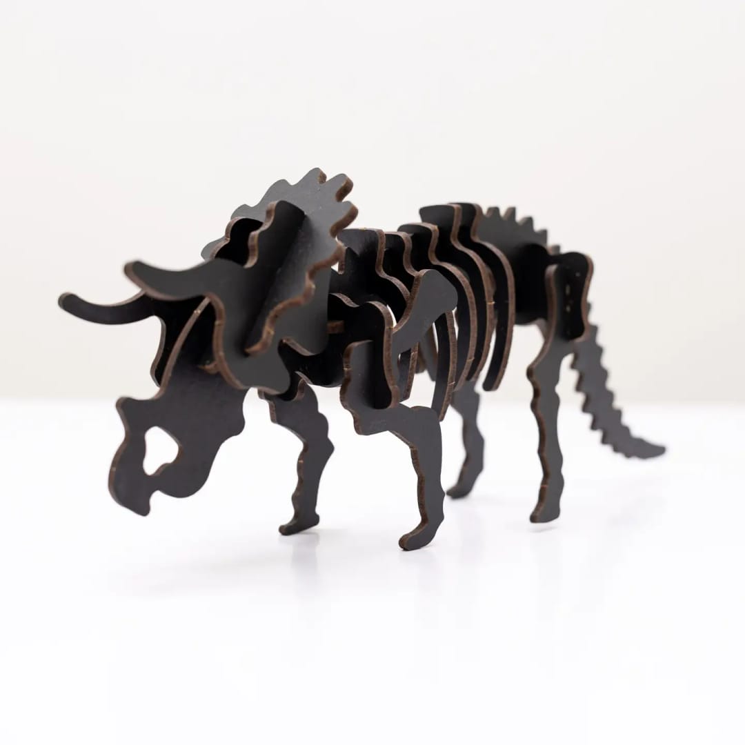 Puzzle Lemn 3D - Skeleton Triceratops - Imaginea 3