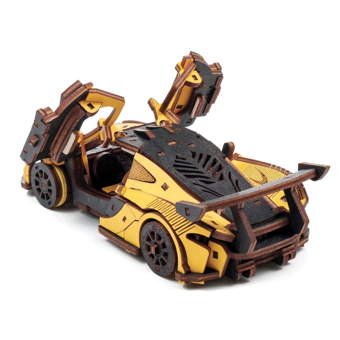 EWA Eco-Wood-Art Mașină de Curse – Puzzle 3D Mecanic din Lemn, 237 Piese - Imaginea 8