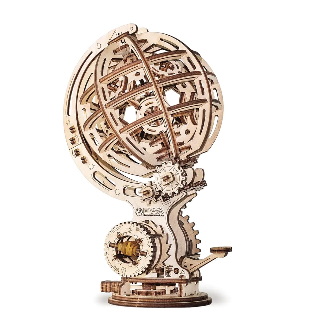 EWA Glob Cinetic – Puzzle 3D Mecanic din Lemn cu Auto-Rotație, 205 piese - Imaginea 1