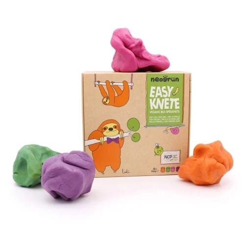 Neogrun Plastilina Organica Vegana Loki, Set de 4 Culori(verde, mov, roz, portocaliu ) - Imaginea 1