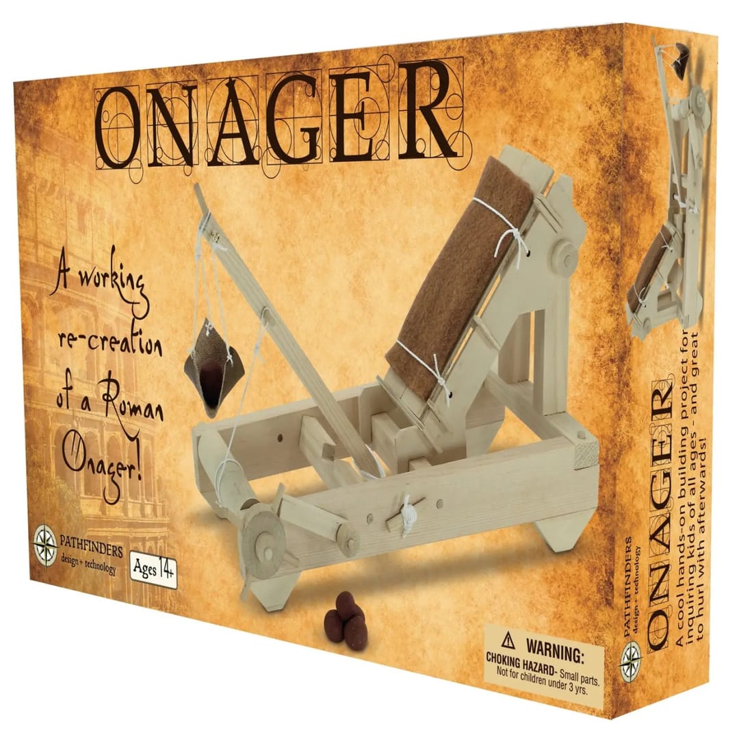 Kit de Construcție din Lemn – Onagerul Roman (Catapultă de Asediu prin Torsiune) 50 piese - Imaginea 1
