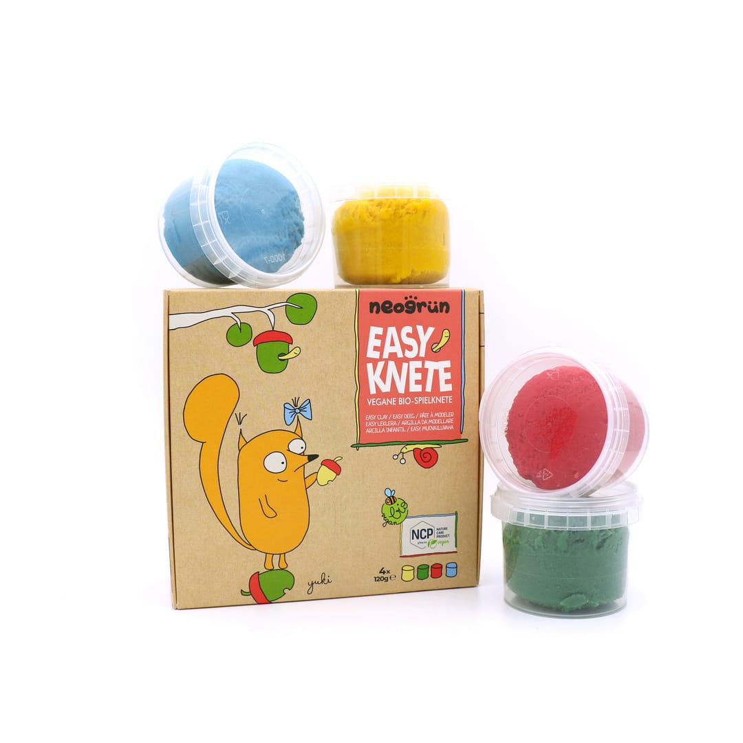 Neogrun Plastilina Organica Vegana Yuki, Set de 4 Culori( galben, rosu, albastru, verde) - Imaginea 3